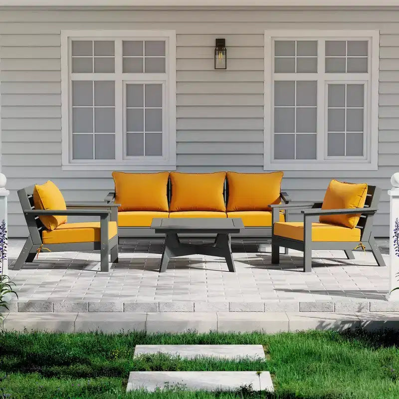WestinTrends Avalon Salon de jardin modulaire 6 pièces Gris/Jaune