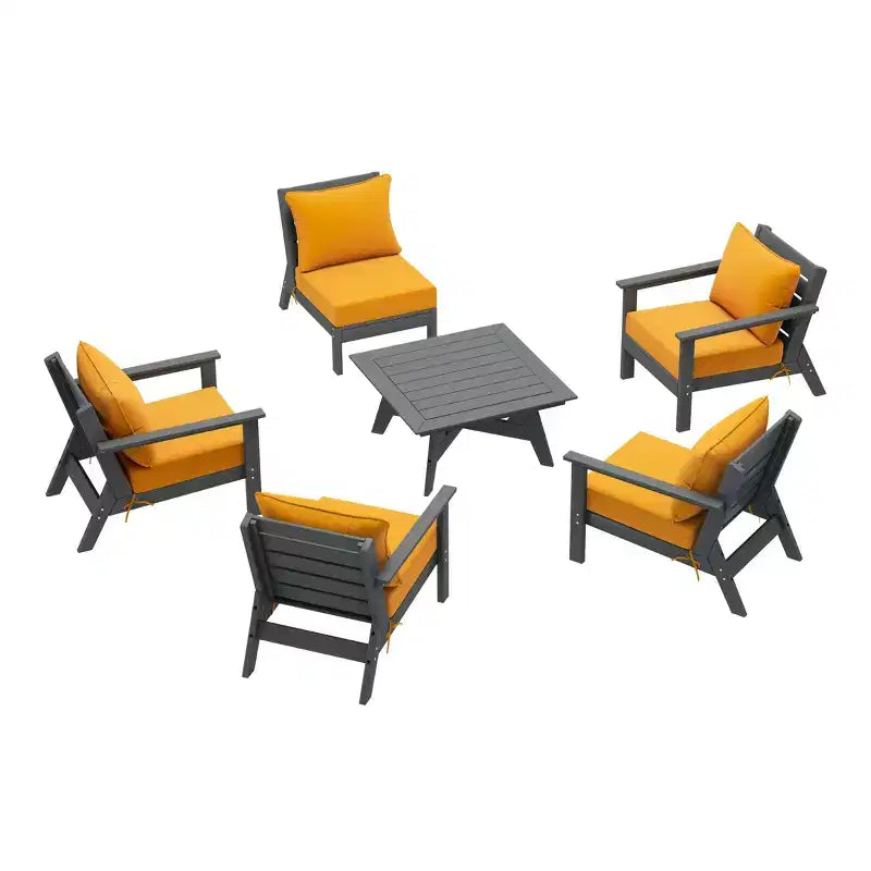 WestinTrends Avalon Salon de jardin modulaire 6 pièces Gris/Jaune