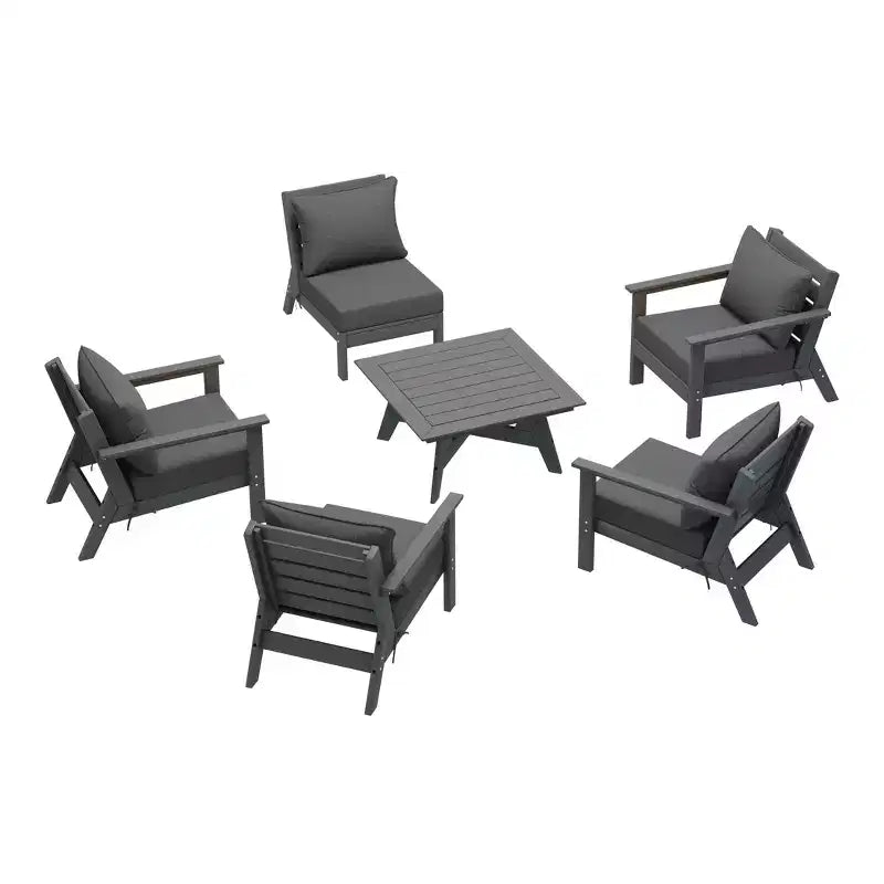 WestinTrends Avalon Ensemble de salon de jardin modulable 6 pièces, gris/gris