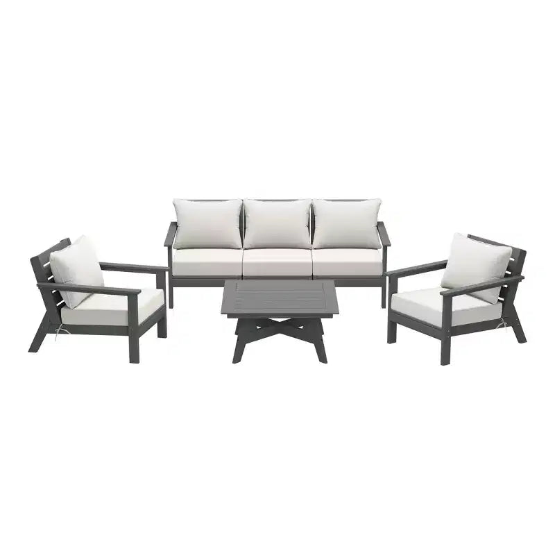WestinTrends Avalon Outdoor 6-Piece Modular Sectional Patio Furniture Sofa Set, Gray/White