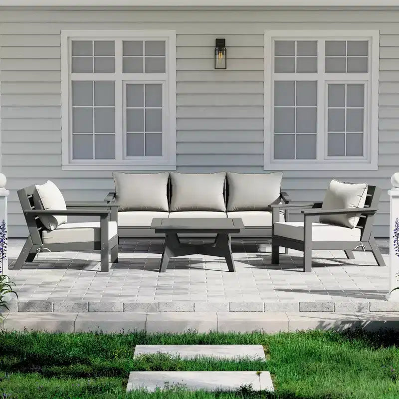 WestinTrends Avalon Salon de Jardin Modulable 6 Pièces, Gris/Blanc