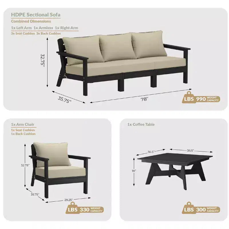 WestinTrends Avalon Salon de Jardin Modulable 6 Pièces, Gris/Blanc