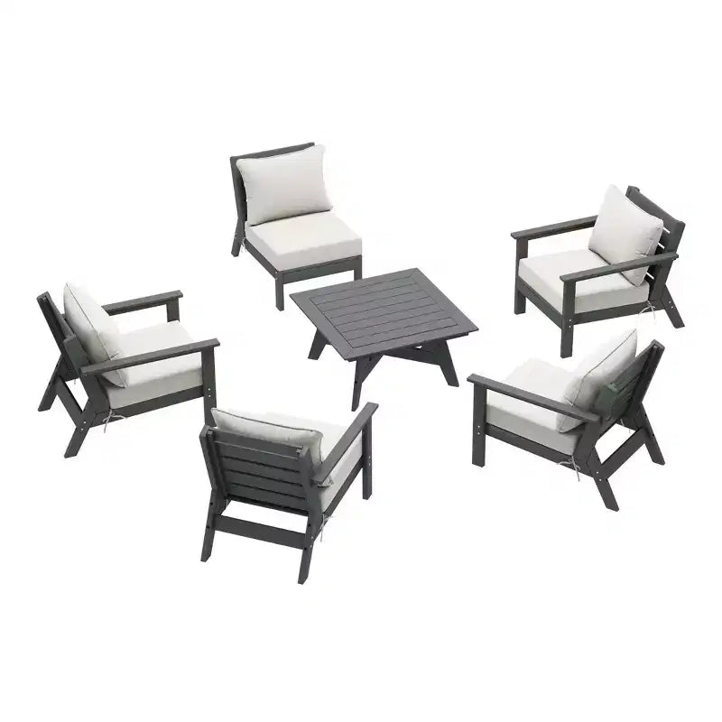 WestinTrends Avalon Salon de Jardin Modulable 6 Pièces, Gris/Blanc