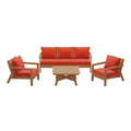 WestinTrends Avalon Outdoor 6-Piece Modular Sectional Patio Furniture Sofa Set, Teak/Orange