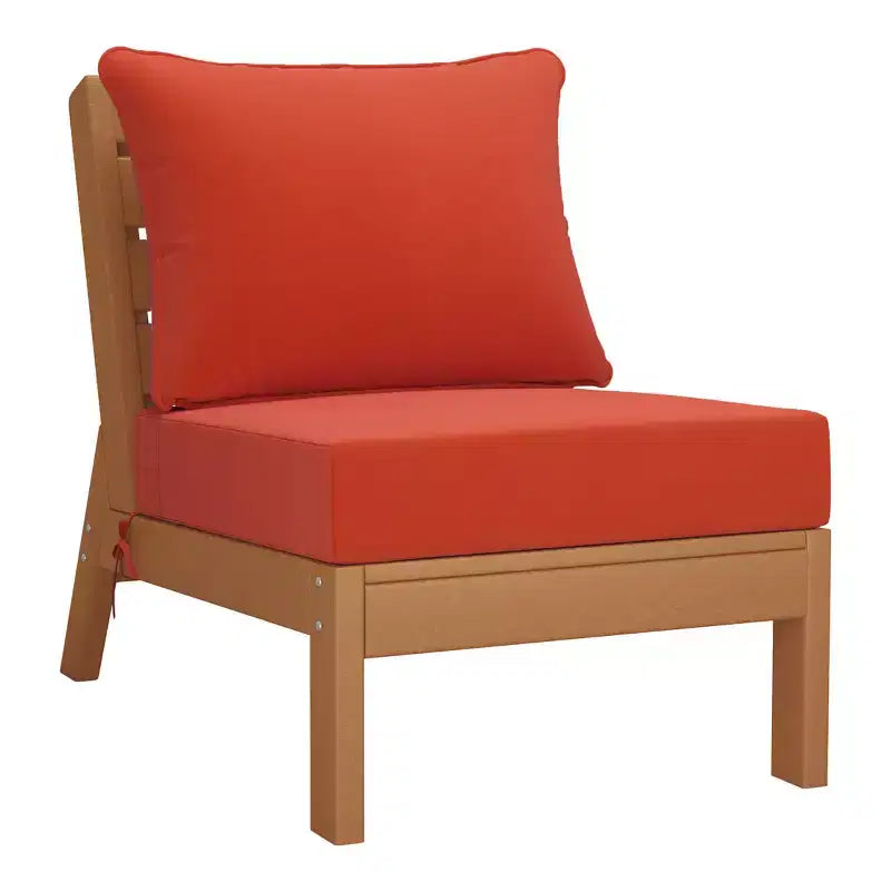 Canapé modulable d'extérieur 6 pièces WestinTrends Avalon, teck/orange