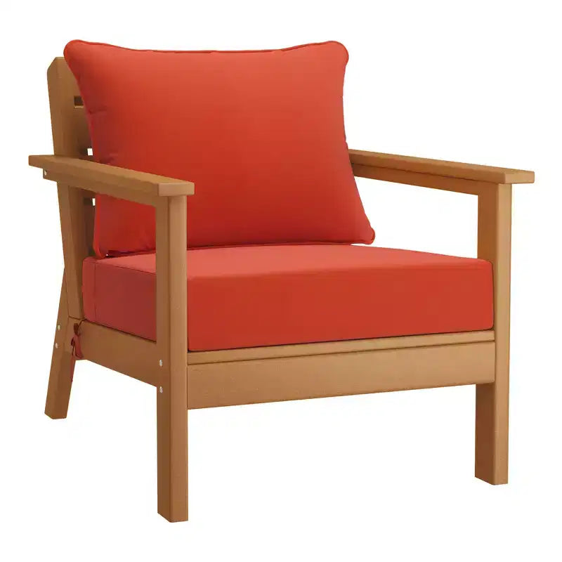 Canapé modulable d'extérieur 6 pièces WestinTrends Avalon, teck/orange