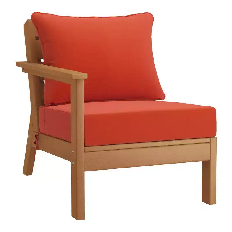Canapé modulable d'extérieur 6 pièces WestinTrends Avalon, teck/orange