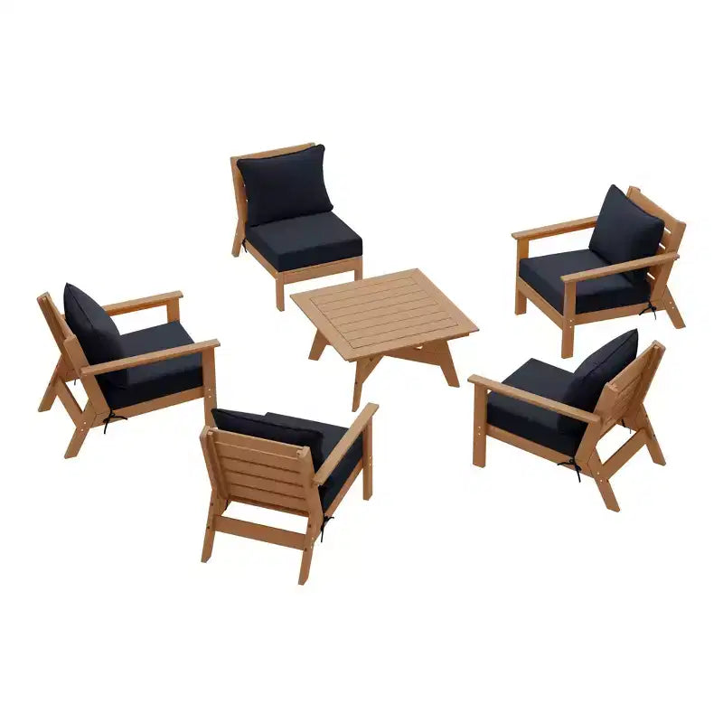 WestinTrends Avalon Salon de jardin modulaire 6 pièces en teck et bleu marine