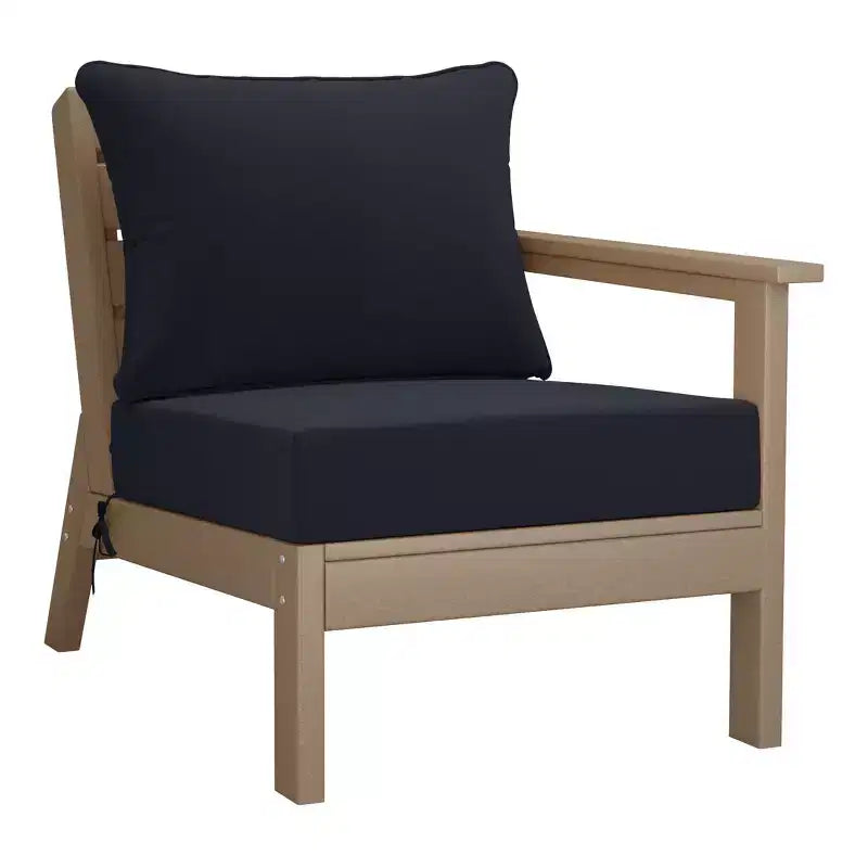 WestinTrends Avalon Salon de Jardin Modulable 6 Pièces, Bois Vieilli/Bleu Marine