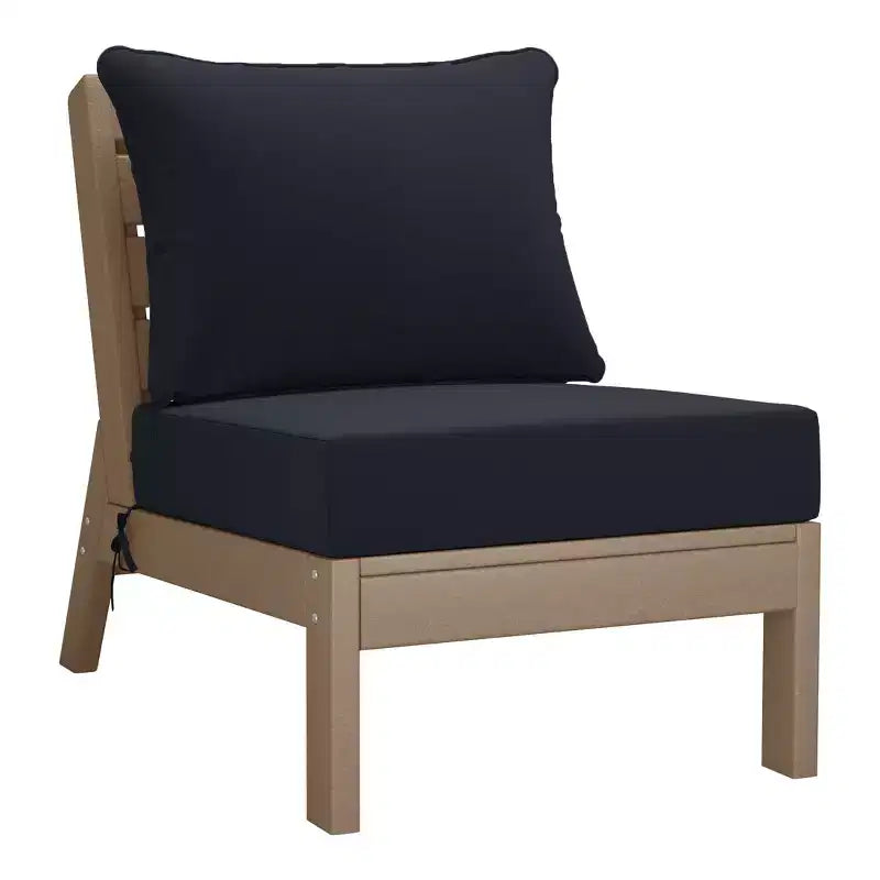 WestinTrends Avalon Salon de Jardin Modulable 6 Pièces, Bois Vieilli/Bleu Marine