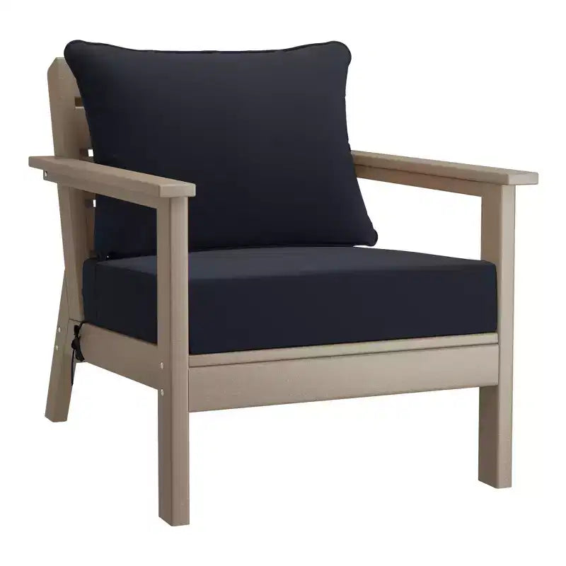 WestinTrends Avalon Salon de Jardin Modulable 6 Pièces, Bois Vieilli/Bleu Marine
