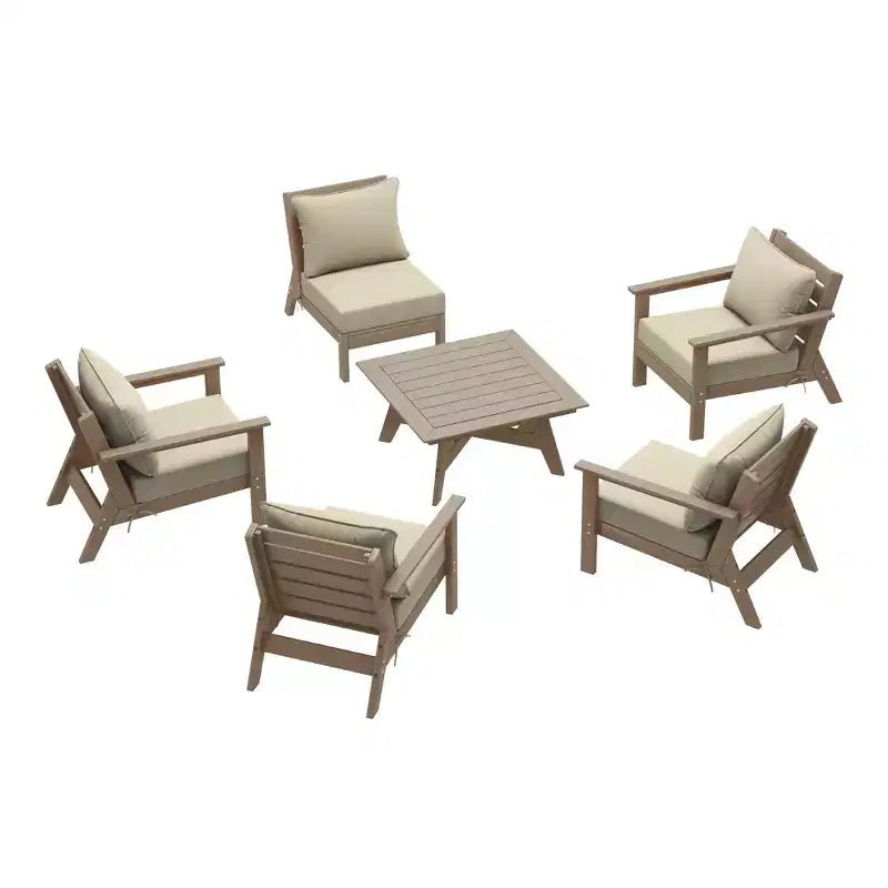 WestinTrends Avalon Ensemble de canapé modulaire d'extérieur 6 pièces, bois vieilli/beige