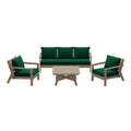 WestinTrends Avalon Outdoor 6-Piece Modular Sectional Patio Furniture Sofa Set, Weathered Wood/Green