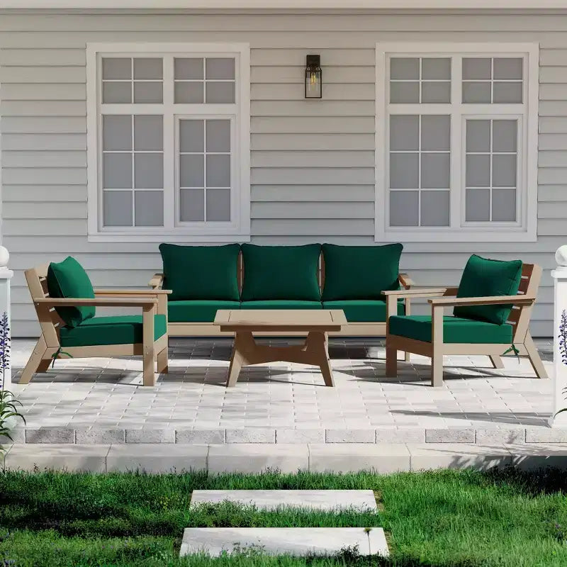 WestinTrends Avalon Salon de Jardin Modulable 6 Pièces d'Extérieur, Bois Patiné/Vert