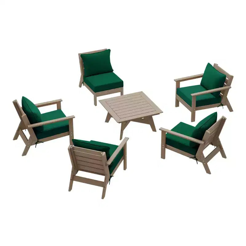 WestinTrends Avalon Salon de Jardin Modulable 6 Pièces d'Extérieur, Bois Patiné/Vert