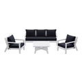WestinTrends Avalon Outdoor 6-Piece Modular Sectional Patio Furniture Sofa Set, White/Navy Blue