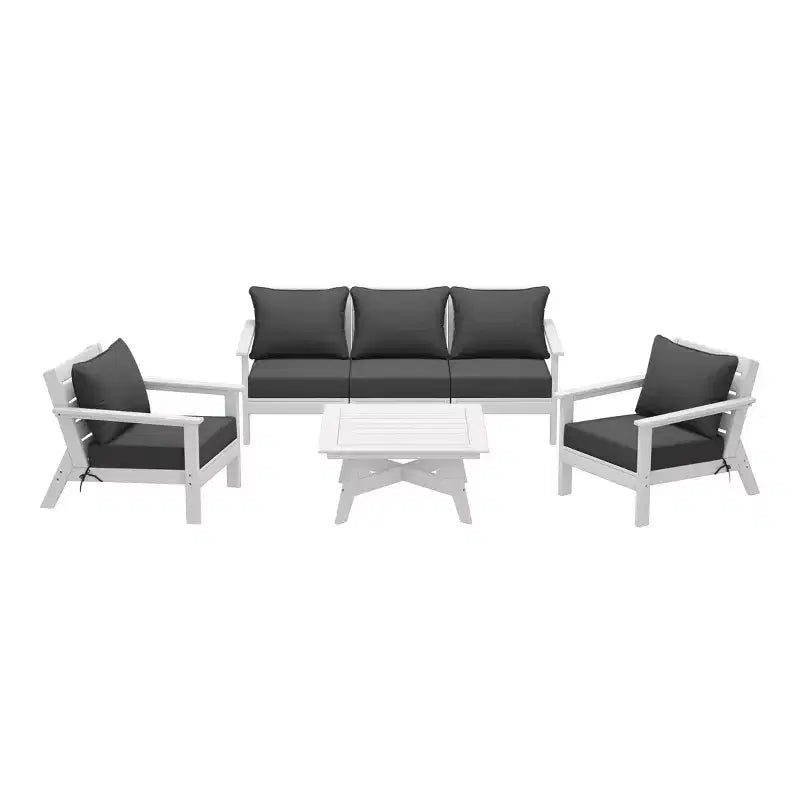 WestinTrends Avalon Outdoor 6-Piece Modular Sectional Patio Furniture Sofa Set, White/Gray