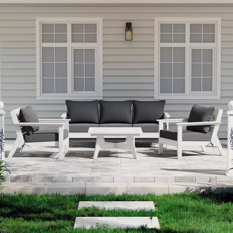 WestinTrends Avalon Salon de Jardin Modulable 6 Pièces Blanc/Gris