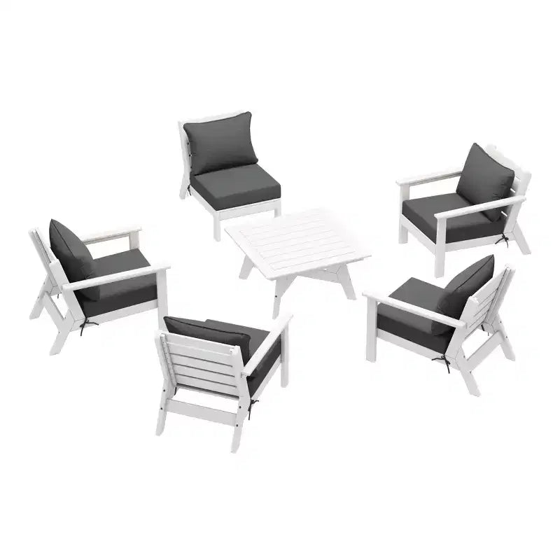 WestinTrends Avalon Salon de Jardin Modulable 6 Pièces Blanc/Gris