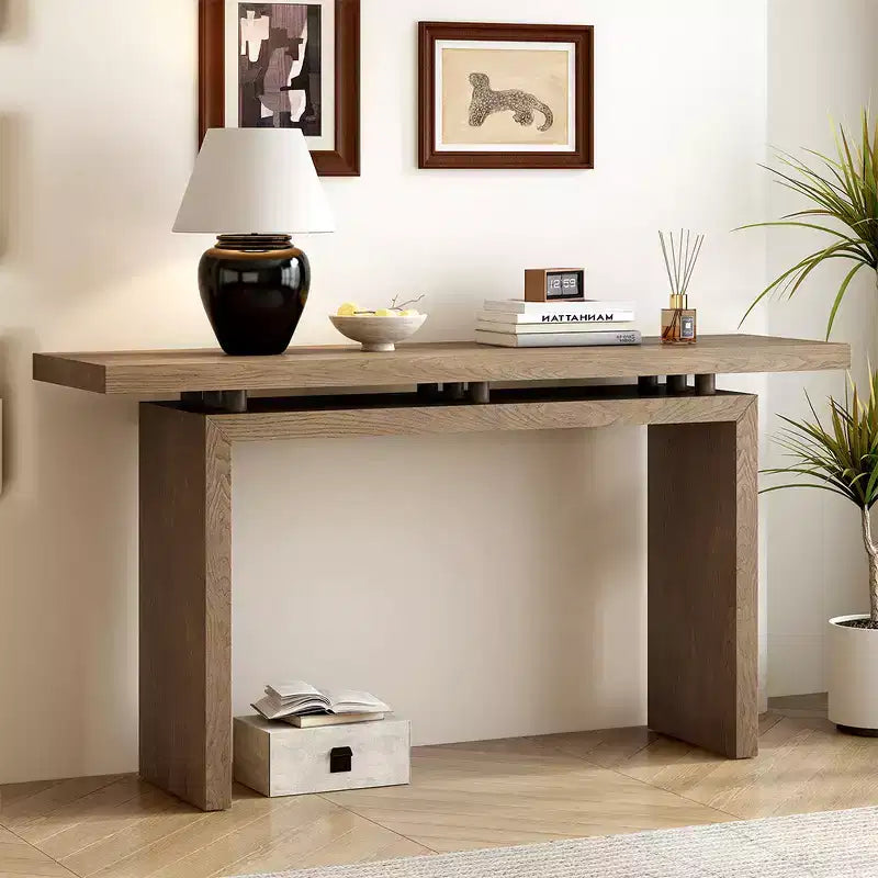 Console en placage de frêne, style moderne et simple, avec un plateau astucieux, convient pour l'entrée, le couloir, le salon, le foyer