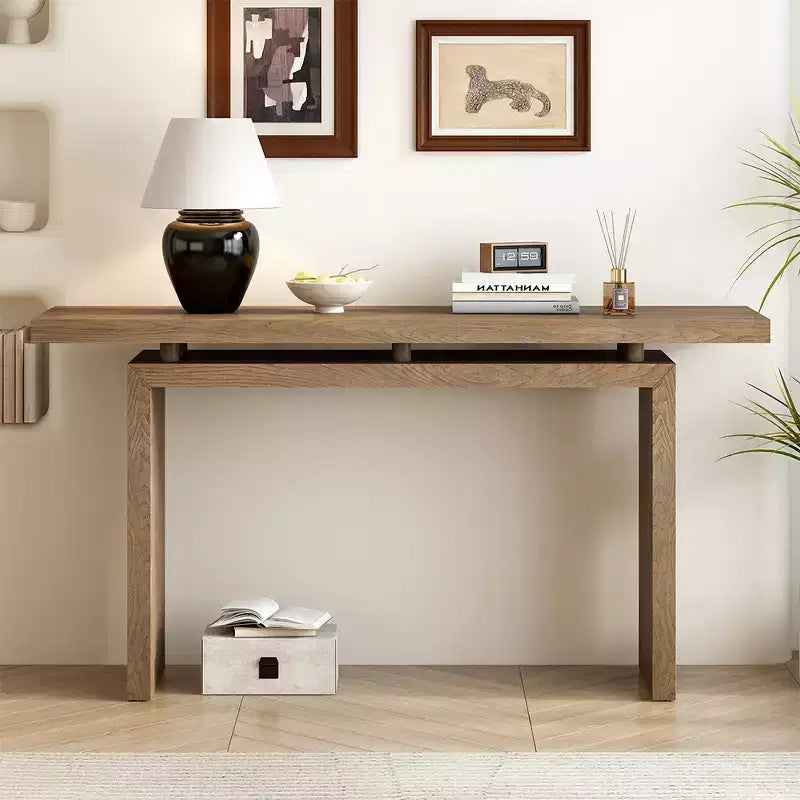 Console en placage de frêne, style moderne et simple, avec un plateau astucieux, convient pour l'entrée, le couloir, le salon, le foyer