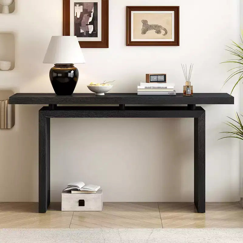 Console en placage de frêne, style moderne et simple, avec un plateau astucieux, convient pour l'entrée, le couloir, le salon, le foyer