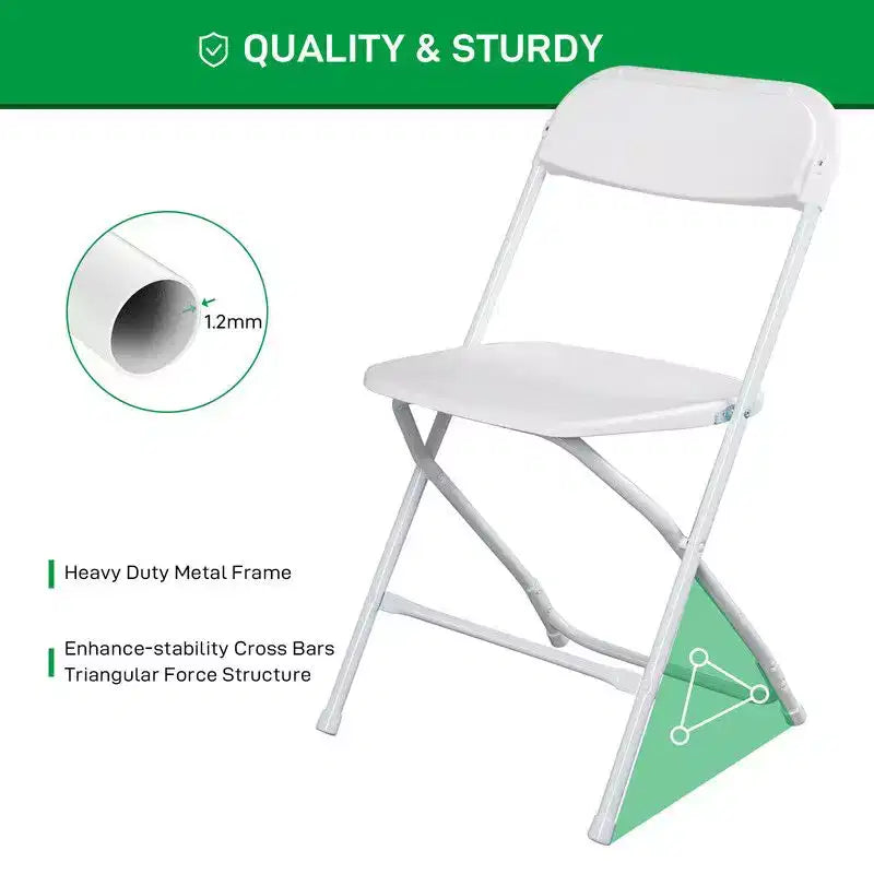 Karl Home | Chaise pliante en plastique blanc (Lot de 6)
