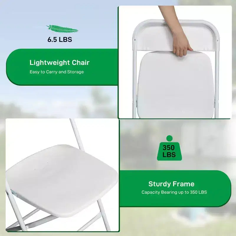 Karl Home | Chaise pliante en plastique blanc (Lot de 6)