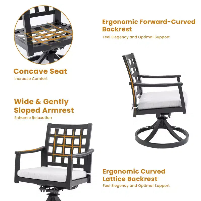 Fauteuils à bascule pivotants d'extérieur Christopher Knight Home Beau avec dossier en treillis et coussin amovible en tissu Sunbrella (Lot de 2)