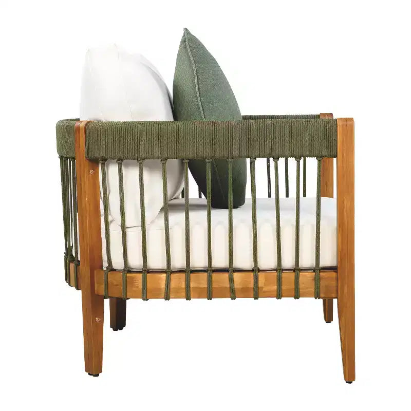 Christopher Knight Home Fauteuil club de patio Clifton en acacia rustique et corde, rembourré avec dossier incurvé