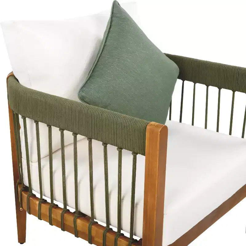 Christopher Knight Home Fauteuil club de patio Clifton en acacia rustique et corde, rembourré avec dossier incurvé
