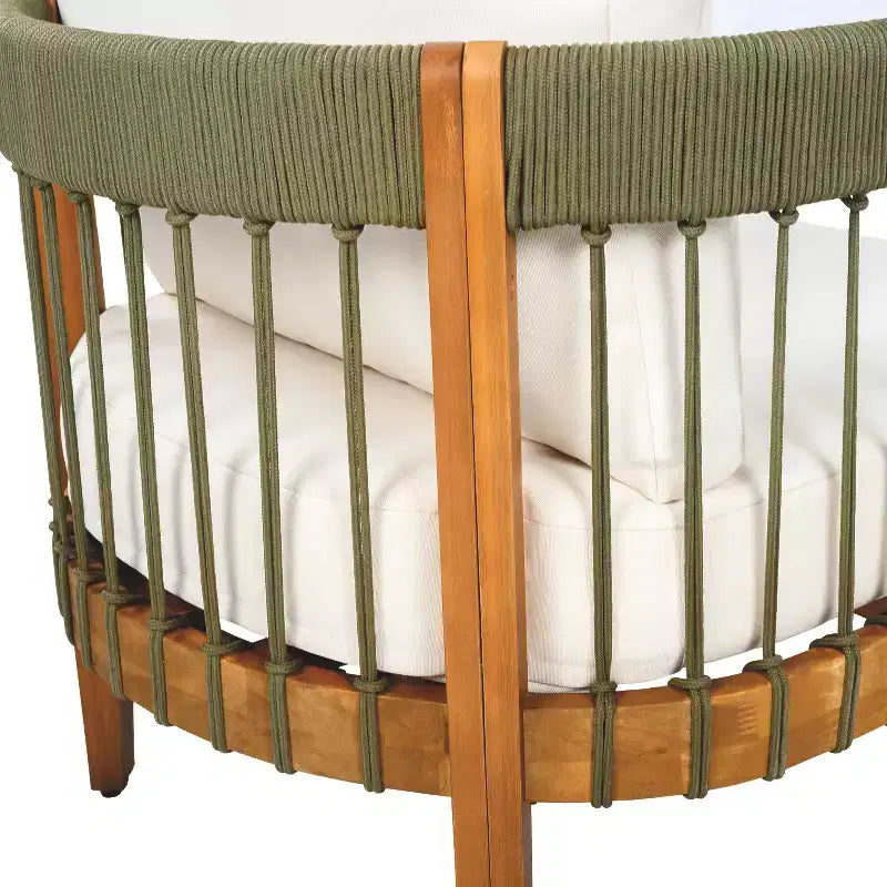 Christopher Knight Home Fauteuil club de patio Clifton en acacia rustique et corde, rembourré avec dossier incurvé