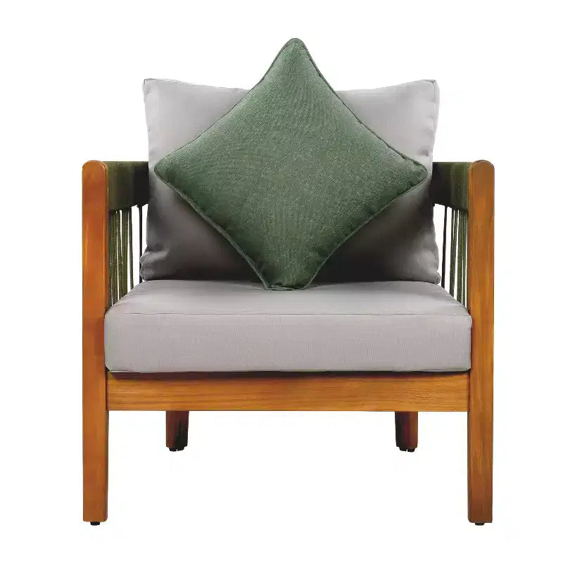 Christopher Knight Home Fauteuil club de patio Clifton en acacia rustique et corde, rembourré avec dossier incurvé