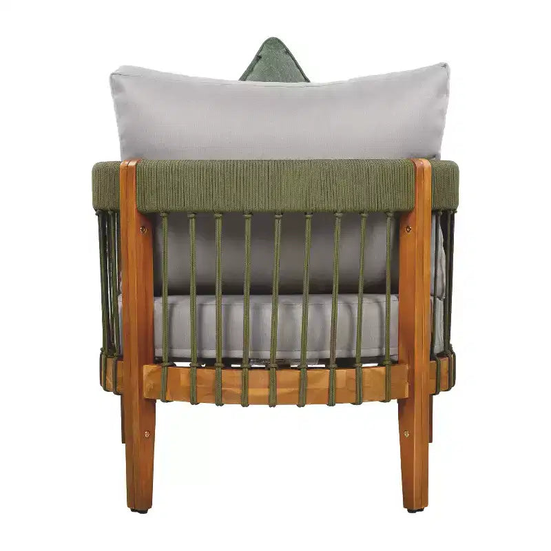 Christopher Knight Home Fauteuil club de patio Clifton en acacia rustique et corde, rembourré avec dossier incurvé