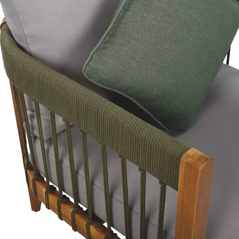 Christopher Knight Home Fauteuil club de patio Clifton en acacia rustique et corde, rembourré avec dossier incurvé