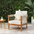 Christopher Knight Home Clifton Patio Rustic Acacia and Rope Upholstered Club Chair with Curved Back