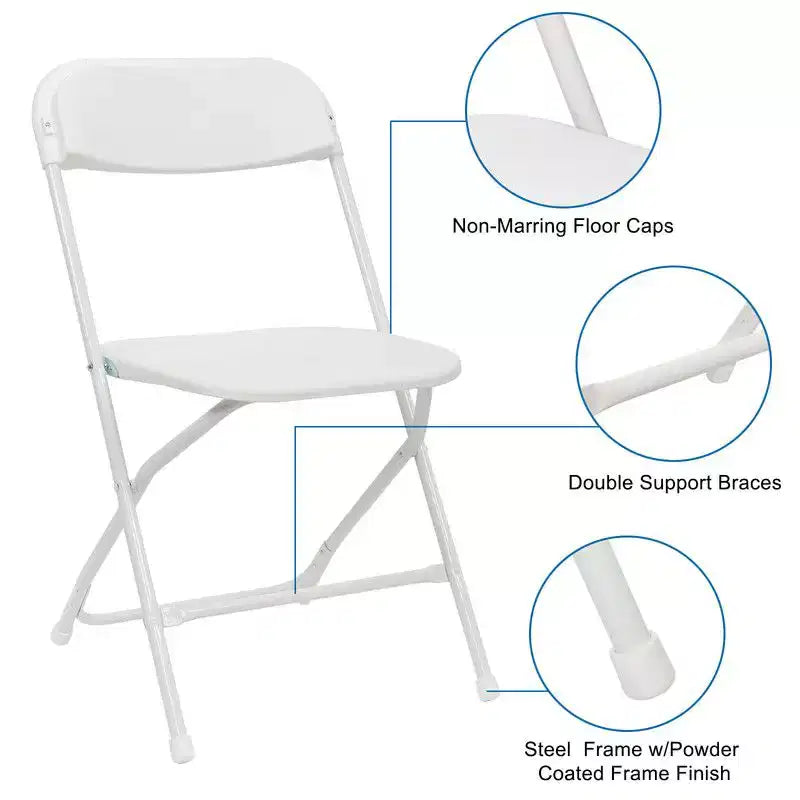 Karl Home|Chaise pliante en plastique blanc (lot de 4)