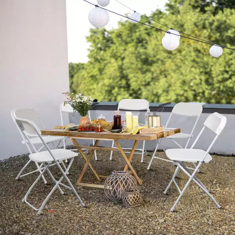 Karl Home|Chaise pliante en plastique blanc (lot de 4)