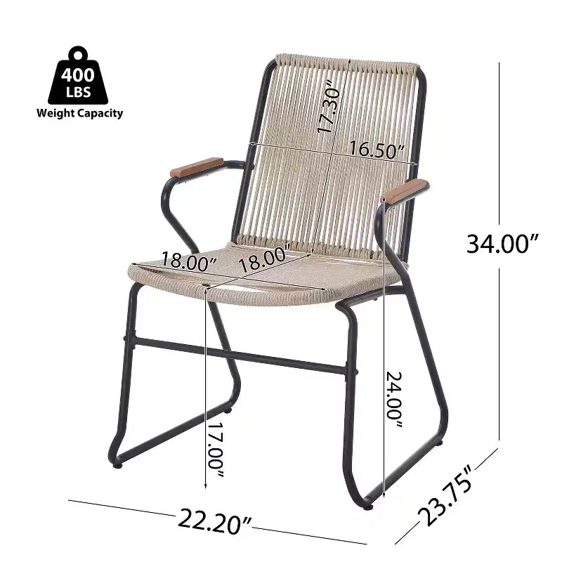 Christopher Knight Home Brook - Fauteuils de jardin modernes en fer et corde tressée (lot de 2)