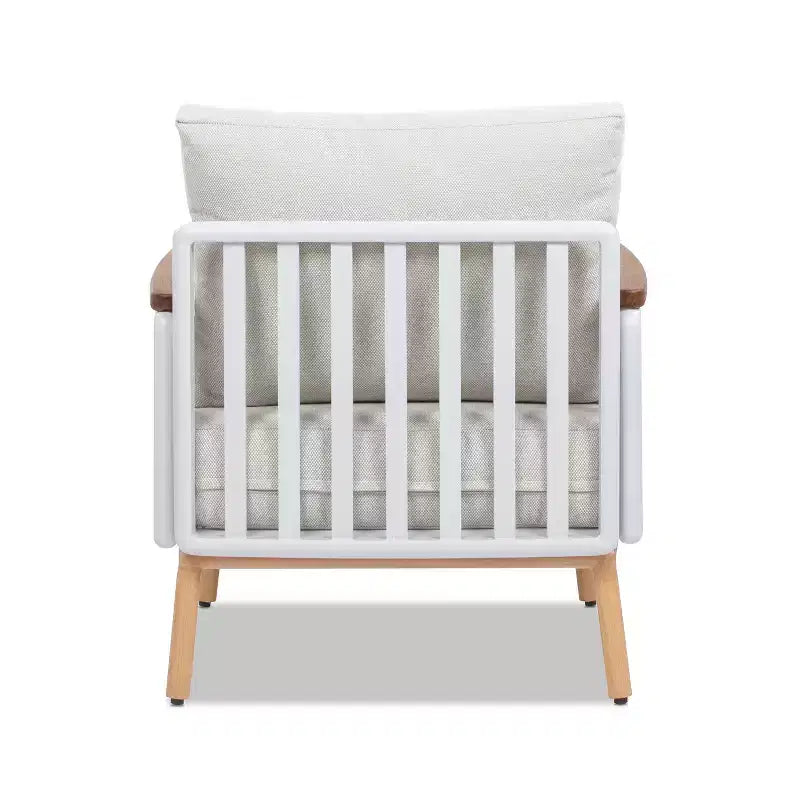 Fauteuil d'appoint de patio Calarono 29 de Jennifer Taylor Home en teck et aluminium, chenille couleur sable