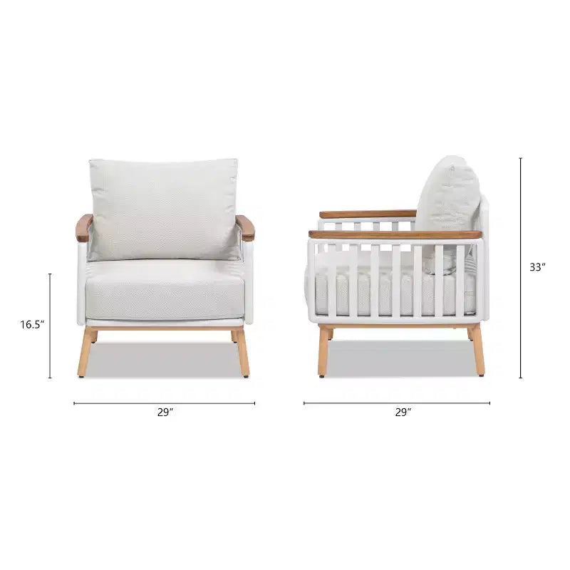Fauteuil d'appoint de patio Calarono 29 de Jennifer Taylor Home en teck et aluminium, chenille couleur sable