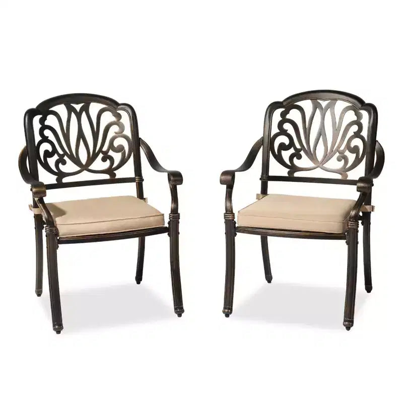 Karl Home | Metal Stackable Patio Dining Armchair with Cushion