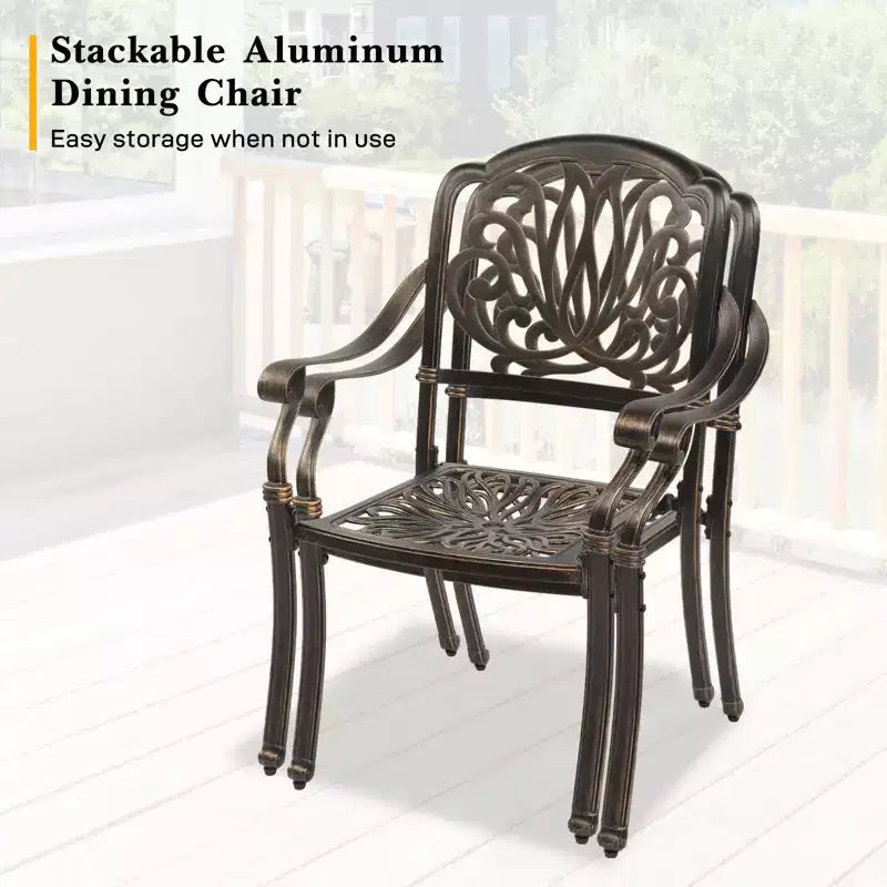 Karl Home | Fauteuil de salle à manger empilable en métal pour terrasse avec coussin