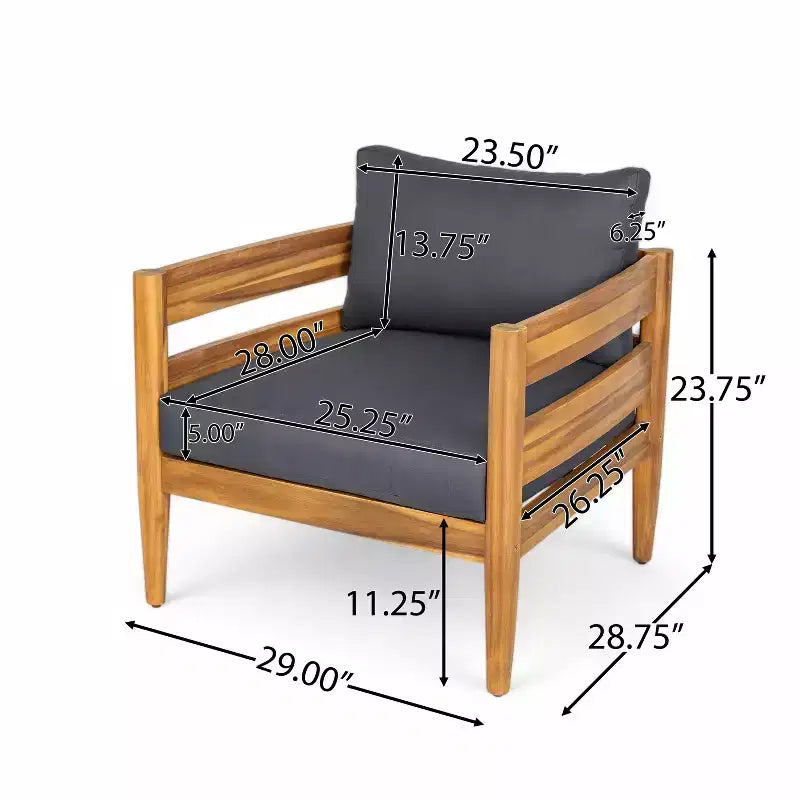 Christopher Knight Home Fritz Fauteuil club d'extérieur rustique rembourré avec panneaux à lattes