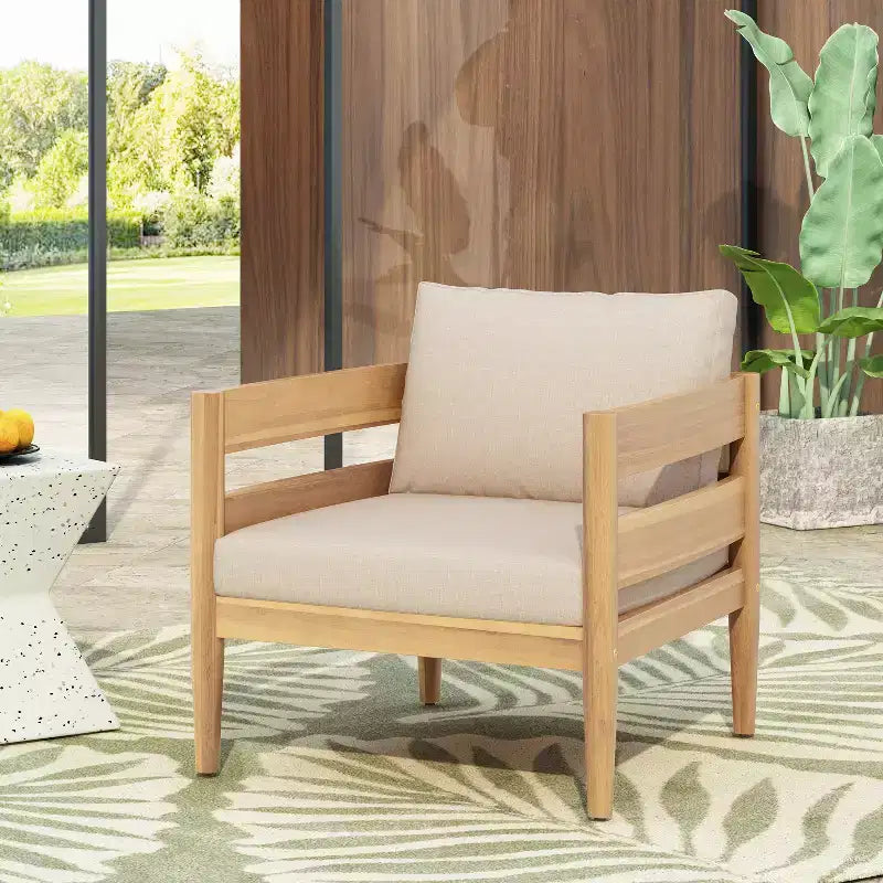 Christopher Knight Home Fritz Outdoor Rustic Upholstered Club Chair with Slat Paneling