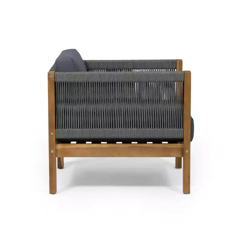 Christopher Knight Home Laurel Fauteuil Club d'extérieur en bois d'acacia et corde avec coussins