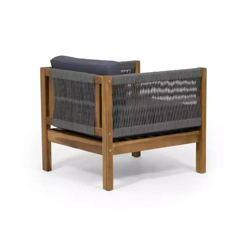 Christopher Knight Home Laurel Fauteuil Club d'extérieur en bois d'acacia et corde avec coussins