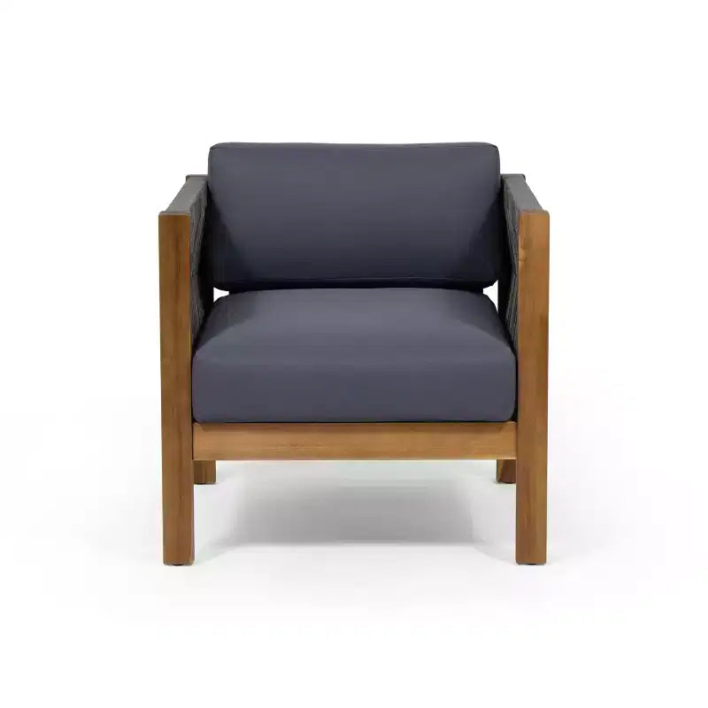 Christopher Knight Home Laurel Fauteuil Club d'extérieur en bois d'acacia et corde avec coussins