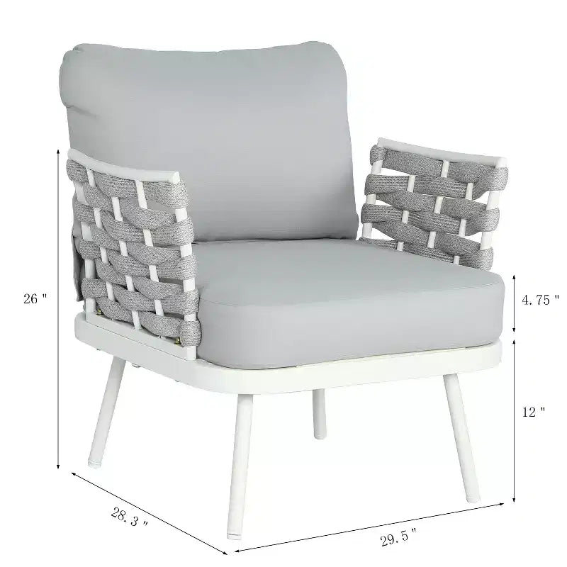 Christopher Knight Home Barbara – Chaises club modernes d'extérieur en métal et corde avec coussins (Lot de 2)
