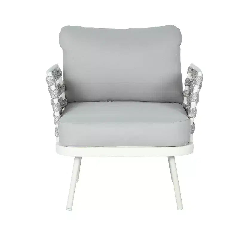 Christopher Knight Home Barbara – Chaises club modernes d'extérieur en métal et corde avec coussins (Lot de 2)